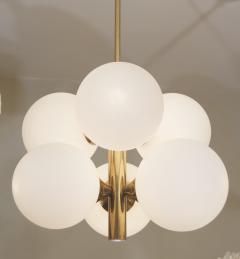 Six Globe Opal and Brass Chandelier - 138966