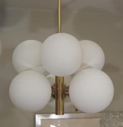 Six Globe Opal and Brass Chandelier - 138967