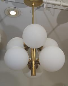 Six Globe Opal and Brass Chandelier - 138968