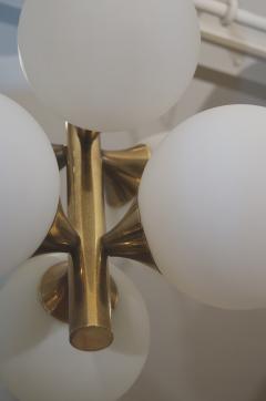 Six Globe Opal and Brass Chandelier - 138969