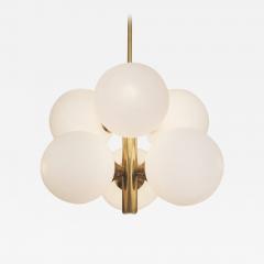 Six Globe Opal and Brass Chandelier - 140044