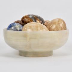 Six Hardstone Eggs in an Alabaster Bowl - 1160592