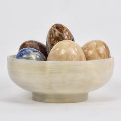 Six Hardstone Eggs in an Alabaster Bowl - 1160593