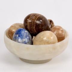 Six Hardstone Eggs in an Alabaster Bowl - 1160594