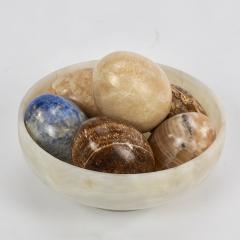 Six Hardstone Eggs in an Alabaster Bowl - 1160595