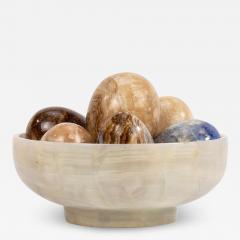 Six Hardstone Eggs in an Alabaster Bowl - 1161085