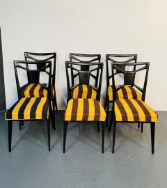 Six Italian Mid Century Modern Mahogany Dining Side Chairs Ico Parisi Style - 3073478