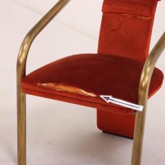 Six Italian brass and upholstered chairs C 1965  - 4137504