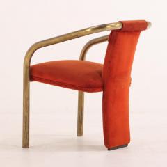 Six Italian brass and upholstered chairs C 1965  - 4137505