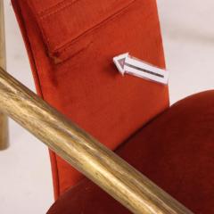 Six Italian brass and upholstered chairs C 1965  - 4137507