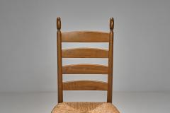 Six Ladderback Beech Dining Chairs with Woven Seats Europe Mid 20th Century - 4711064