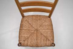 Six Ladderback Beech Dining Chairs with Woven Seats Europe Mid 20th Century - 4711065