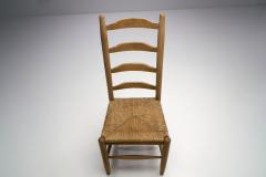 Six Oak and Straw Rustic Dining Chairs The Netherlands 1950s - 1946055