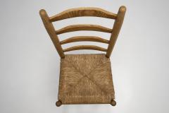 Six Oak and Straw Rustic Dining Chairs The Netherlands 1950s - 1946096