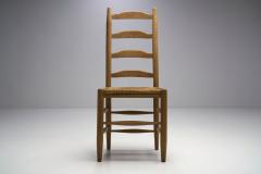 Six Oak and Straw Rustic Dining Chairs The Netherlands 1950s - 1946097
