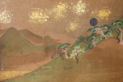 Six Panel Screen Glorious Painting of Lord Genji Gazing Out Over Lake Biwa - 1662894