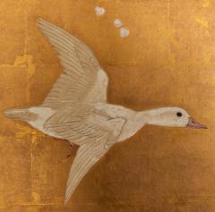 Six Panel Screen Snow Scene of Mallards in Winter Landscape - 3187234