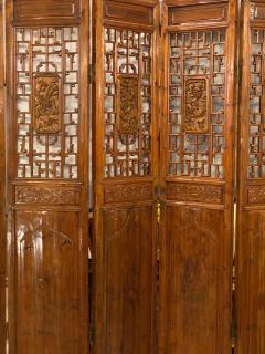 Six Panel Teak Asian early 20th Century Folding Screen Room Divider - 2490931
