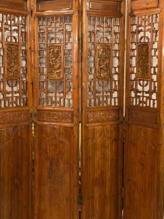 Six Panel Teak Asian early 20th Century Folding Screen Room Divider - 2490932