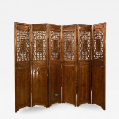 Six Panel Teak Asian early 20th Century Folding Screen Room Divider - 2492507