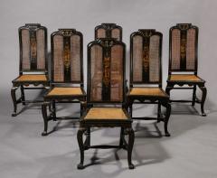 Six Queen Anne Black Lacquer Japanned Side Chairs - 3161562