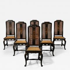 Six Queen Anne Black Lacquer Japanned Side Chairs - 3163290