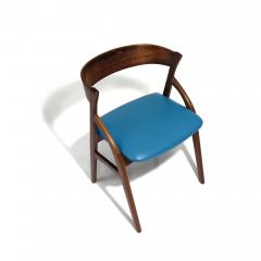 Six Rosewood Danish Dining Chairs in Blue Leather - 3340258