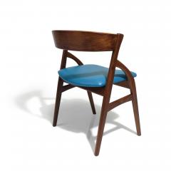 Six Rosewood Danish Dining Chairs in Blue Leather - 3340261