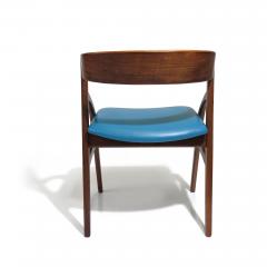 Six Rosewood Danish Dining Chairs in Blue Leather - 3340262