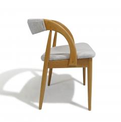 Six Scandinavian White Oak Dining Chairs Newly Upholstered in Wool - 3651215
