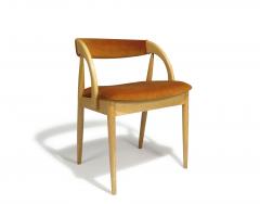 Six Scandinavian White Oak Dining Chairs Upholstered in Orange Velvet - 4026916