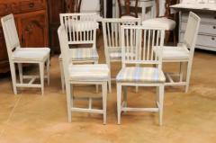 Six Swedish Gustavian Style 1850s Painted Wood Side Chairs with Carved Rosettes - 3498317