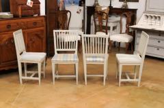 Six Swedish Gustavian Style 1850s Painted Wood Side Chairs with Carved Rosettes - 3498371