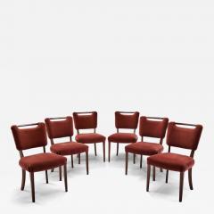 Six Upholstered Beech Dining Chairs by a European Cabinetmaker Europe ca 1950s - 4691946