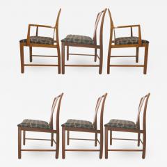 Six Walnut Dining Chairs Asian Modern - 793266