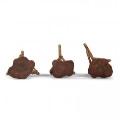 Six Wooden Bamboo Tripod Base Stools - 4078086