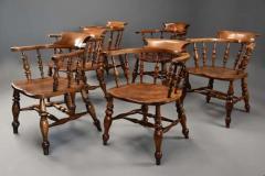 Six mid 19th century smokers bow Windsor or Captain s chairs - 4757021