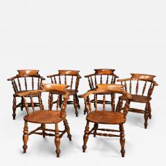 Six mid 19th century smokers bow Windsor or Captain s chairs - 4762006