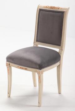 Six painted and gilt upholstered directoire style dining chairs circa 1940 - 3594907