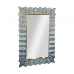 Sky Blue Murano Glass and Polished Brass Mirror - 3910331