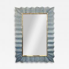 Sky Blue Murano Glass and Polished Brass Mirror - 3912241