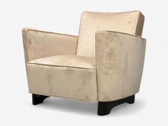 Slagelse Mobelfabrik Beige Velvet Beech Lounge Chairs Denmark 1940s - 4384971