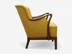 Slagelse Mobelvaerk Fabric Wood Sculptural Arm Chair Denmark 1960s - 4387688