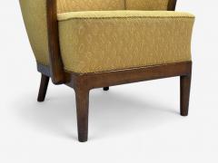Slagelse Mobelvaerk Fabric Wood Sculptural Arm Chair Denmark 1960s - 4387689