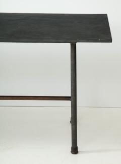 Slate top dining table or desk with industrial iron base - 1352610