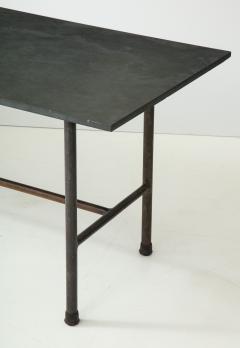 Slate top dining table or desk with industrial iron base - 1352611