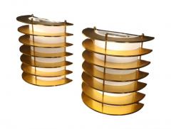 Slatted Vintage Brass and White Acrylic Wall Scones Precenta Finland 1970s - 3933198