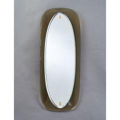 Slim Mirror with Bowed Colored Glass Frame Italy 1960s - 1633268