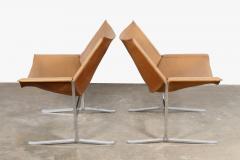 Sling Chairs by Sculptor Clement Meadmore in Cognac Leather and Steel 1960s - 3690687