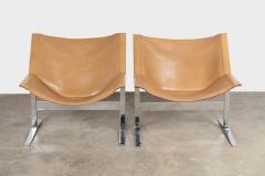 Sling Chairs by Sculptor Clement Meadmore in Cognac Leather and Steel 1960s - 3690688